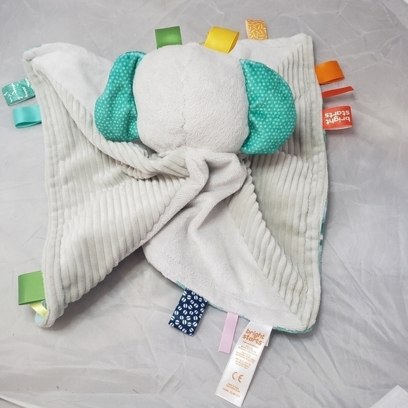 Bright Starts Cuddle‘nTags Elephant Taggie  Lovie Lovey Baby Comfort Blanket EUC - Picture 6 of 16